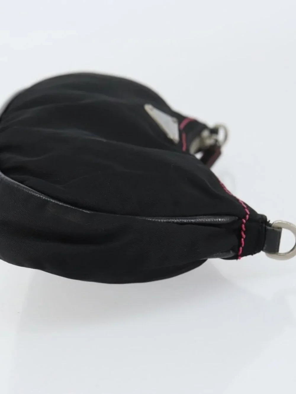 PRADA Accessory Pouch Nylon Black Silver Auth 159350